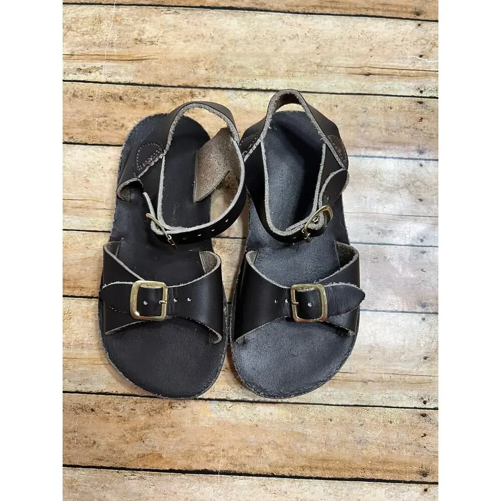 Sun San Brown Surfer Leather Sandals Unisex Toddler Size 9